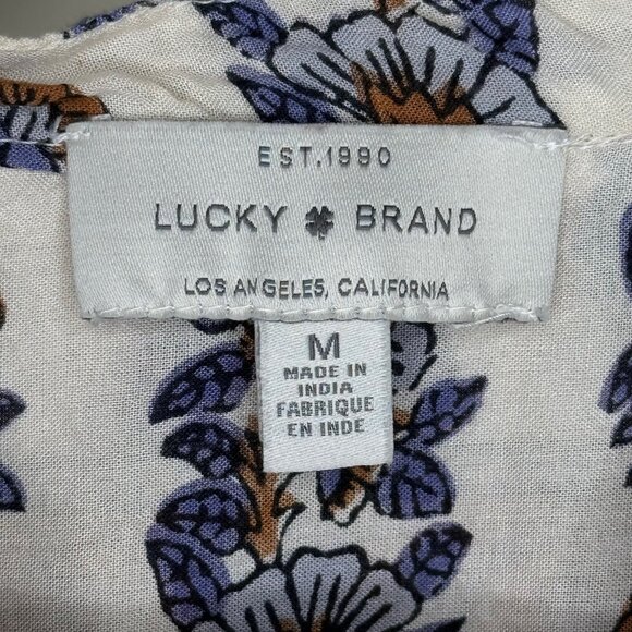 SALE 2/25 Lucky Brand Floral and Polka Dot Bohemian Style Blouse Size Medium - Picture 10 of 11